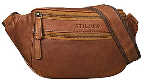 STILORD 'Marian' Gürteltasche Leder Vintage für Herren Damen Bauchtasche Hüfttasche für Handy Kosmetik Kamera Reisen Party Konzerte Festival Echtleder, Farbe:Cognac - braun