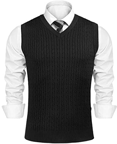 Sykooria Débardeur Homme Coupe Ajustée Col V Coupe Regular Fit Homme West Pull sans Manchese Basique Basique,Noir,M