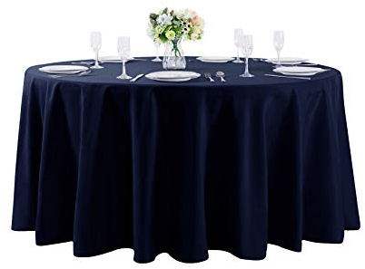 Runde Tischdecke, waschbar, Polyester, 335 cm, Marineblau