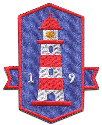 Catch the Patch Leuchtturm Küste Licht Brave Coast - (Größe: 7,1 x 6 cm) Aufnäher, Bügelbilder, Aufbügler, Applikationen, Patches, Sticker zum Aufbügeln oder Aufnähen – für Kleidung, Taschen, Jacken