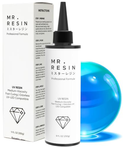 UV Resin - Mr. Resin (250g) Crystal Clear Resin for Crafts : Rock Painting, Molds, Doming,Keychains & Jewelry Making Cures Fast with UV Lamp, LED and Sunlight!