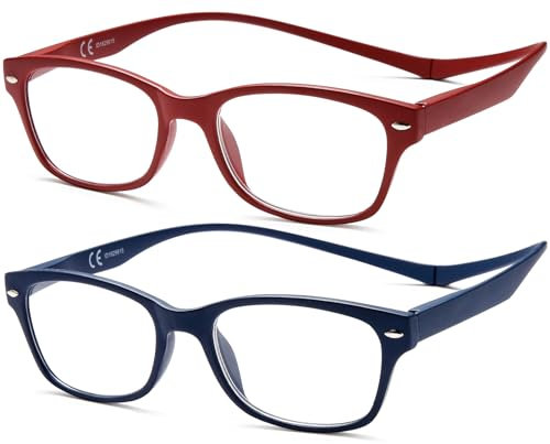 NEW VISION 2 Stück Lesebrille mit Magnet, CE, UV400, blau+rot, klassisch für Alle