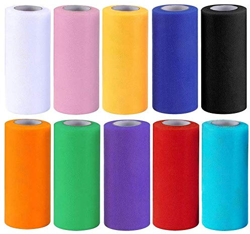 Rollen Tüll 10 rolle Tüll Stoff 6 zoll 25 yard Mehrfarbig Tüll Rolle Tüllband für Tutu Rock Hochzeit Party Bankett Rock Kleidung Deko Handwerk