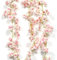 2 Stück Künstliche Blumne Kirschblüten Girlande, Künstlich Blumenranke Rosa Blumengirlande Deko Hangend Vine Seidenblumen für Zuhause Wand Hochzeit Party Bogen Dekoration 1.8m