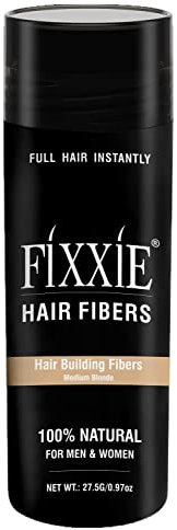 FIXXIE Hair Fibres MEDIUM BLONDE for Thinning Hair 27.5g Bottle, Hair Fibre Concealer for Hair Loss for Men and Women, Naturally Thicker Looking Hair with Keratin Hair Fibers.