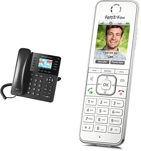 Grandstream GXP-2135 HD IP Telefon - Bluetooth, Schwarz & AVM Fritz!Fon C6 DECT-Komforttelefon (hochwertiges Farbdisplay, HD-Telefonie) weiß, deutschsprachige Version