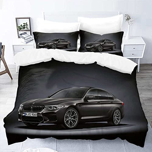 WJYMJJ Bettwäsche Bettbezug Set Schwarzes Auto Kinder Erwachsene Microfaser Bettbezug Set, Weich bequem von Modern Bettwäsche Dekorative 135 x 200 cm