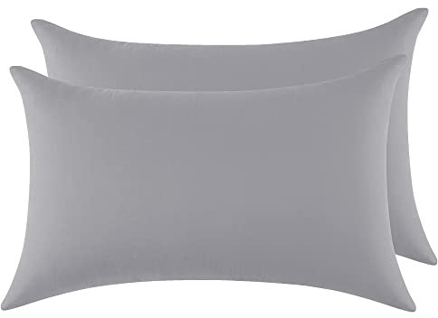 2er Set Kissenbezug 100% Baumwolle 40x70 cm 2 PCS, Superweicher Premium Jersey Kopfkissenbezug, Kissenhülle Moonlightgrey - Grau
