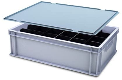Caterbox Wine Glass Storage Container with 24 Cells | Heavy Duty Glassware Storage and Home Moving Boxes | 24 Compartments (Glass Height: H200mm (Lid Included))