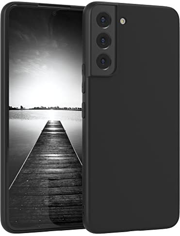 EAZY CASE - Silikonhülle für Samsung Galaxy S22 Plus 5G Hülle Silikon Case Schwarz stoßfeste Handyhülle Galaxy S22+ 5G Schutzhülle mit Kameraschutz Dünn Premium Schutz Cover TPU Bumper Schwarz Matt