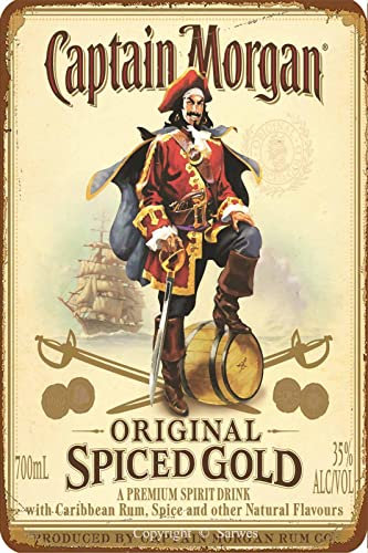 Sarwes Captain Morgan Vintage Metall-Blechschild, lustiges Poster für Zuhause, Bar, Menschen, Höhle, Wanddekoration, kreatives Geschenk, 20,3 x 30,5 cm