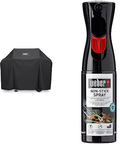 Weber Grill Cover | Spirit/Spirit II 300 & 200 BBQ Cover, Heavy Duty | Breathable UV & Water-Resistant & Non-Stick Spray | Non-Stick Cooking Spray for BBQ Grill | Weber Barbecue Accessories