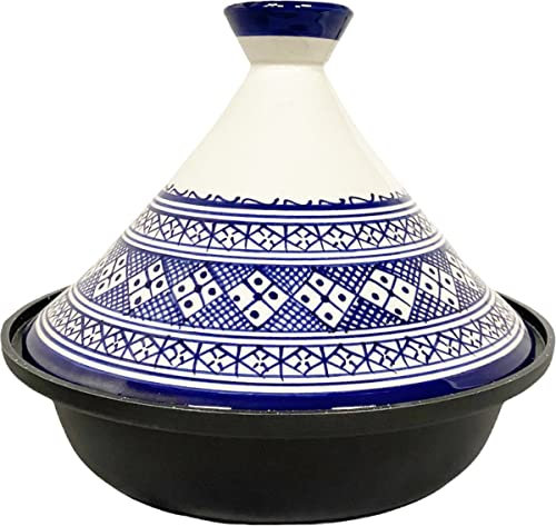 Cuilina | Tajine Fes Ø30cm - Induction – Céramique colorée faite à la main – blanc/bleu