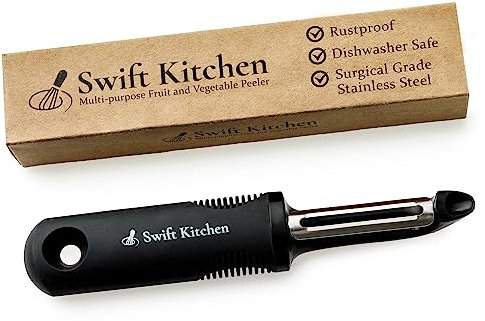 Swift Kitchen Vegetable Peeler with Ultra Sharp Surgical Grade Stainless Steel - Multifunctional, Rustproof, Dishwasher Safe - Peelers for Kitchen, Potato, Carrot, Veg, Fruit