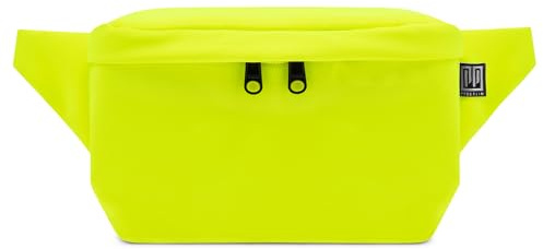 PP-Berlin Bauchtasche Softshell Neongelb, Eckig Medium | Handgefertigt in Berlin, wasserabweisend, vegan, 3 Fächer, verstellbarer Gurt