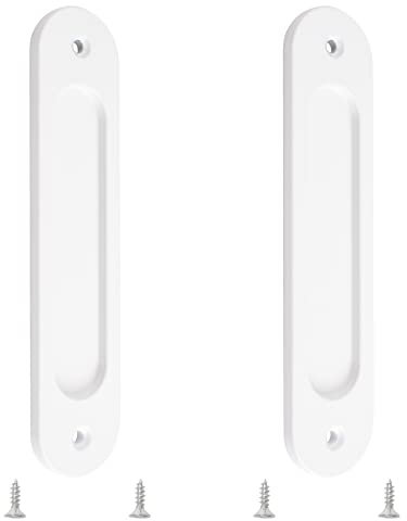 MOROBOR 180MM Oval Recessed Sliding Door Pulls, 2pcs Warm White Flush Pull Aluminum Alloy Closet Door Finger Pulls with Mounting Screws for Sliding Barn Door