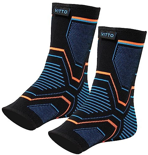 VITTO Sprunggelenkbandage, Fußbandage bei Bandschäden, Schwachen Gelenken, Verstauchtem Gelenks und Arthritis (2er Pack, S)