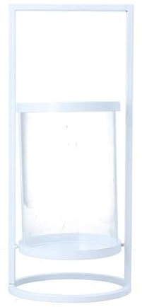 Gisela Graham Kerzenhalter aus Glas und Eisen, 35 cm, Weiß