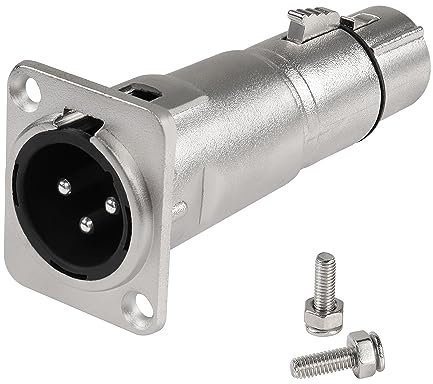 QIANRENON XLR Mâle à Femelle Panneau Montage Adaptateur 3 Pin Plug to Jack Connecteur Coupleur Traversée Cloison Microphone Prises, pour Éclairage de Scène Sound Mixer, Argent