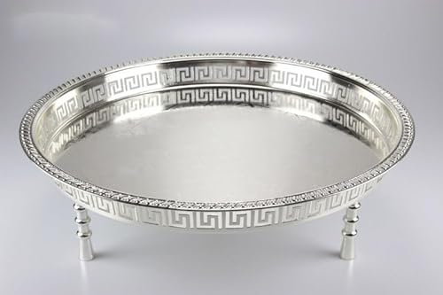 Orientalisch Tablett Teetisch M 45 cm x 14cm rund Silber Neu