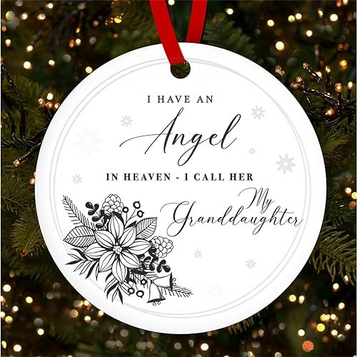 Fingerprint Designs Granddaughter Memorial Angel In Heaven Custom Christmas Tree Ornament Decoration