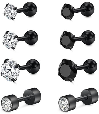 Mayhoop 16G Edelstahl Lobe Knorpel Helix Tragus Ohrstecker 6mm 8mm Flat Back Diamond Lip Labret Bar Silber Schwarz Rose Gold