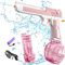 MQVXT Leuchtende Elektrische Wasserpistole,Automatische Wasserpistolen für Kinder Erwachsene,434ml+53ml Große Kapazität Elektrische WasserpistoleMax Range 32ft für Draussen Pool Strand Party(Rosa)