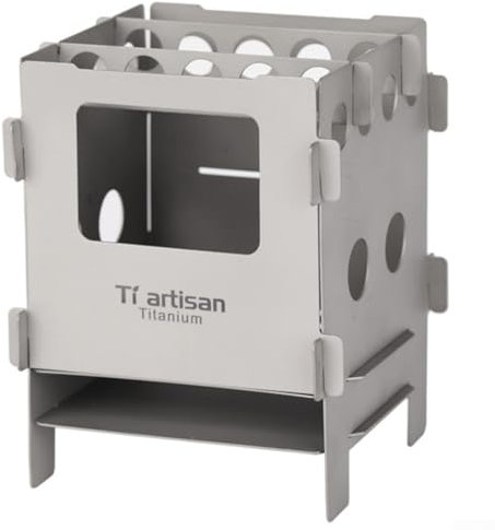 Zoegneer Poêle à bois de titane, pliable, réchaud de camping, pique-nique, brûleurs de cuisine 8,1 x 8,2 x 11,6 cm