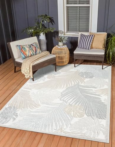 MY-RUG Outdoor Teppich Waschbar 160 x 230 cm Wetterfest - Cody Beige | UV-beständiger Campingteppich für Balkon & Terrasse - Kurzflor Outdoorteppich robust & pflegeleicht für Garten & Küche