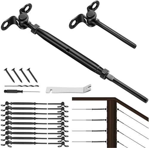 Toscoco Lot de 10 tendeurs de câbles noirs de 0,3 cm – Angle réglable de 180 degrés pour poteau en bois, garde-corps de terrasse d'escalier à monter soi-même, acier inoxydable T316 de qualité marine