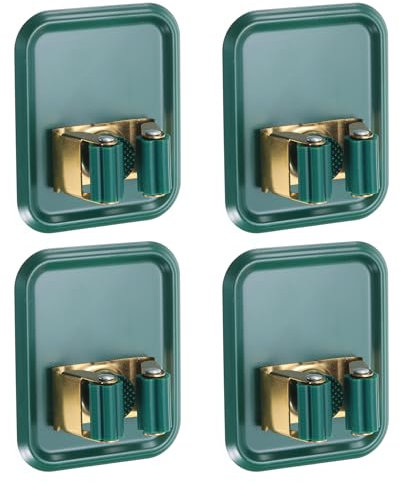 QUARKZMAN 4uds Trapeador Escoba Soporte Pared Montaje 304 Inoxidable Acero Trapeador Escoba Organizador Almacenamiento Estante Auto Adhesivo Escoba Percha para BañoVerde