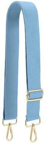 QIUTIMIY Canvas Adjustable Replacement Bag Strap, Wide Shoulder Bag Belt with Metal Swivel Hooks for Messenger Bag Crossbody Handbag(Gold-Light Blue)