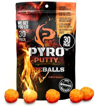 Pyro Putty | Pyro Putty All Season Waterproof & Weatherproof Fire Balls | 30 Pack | Easy to Light Fire Starter