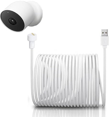 17ft/5.2M,26.2ft/8M,34ft/10.4M Power Cord Compatible with Google Nest Cam (Battery) Camera,Magnetic Charging Cable For Google Nest Cam Battery Indoor Outdoor Weatherproof Power Cord