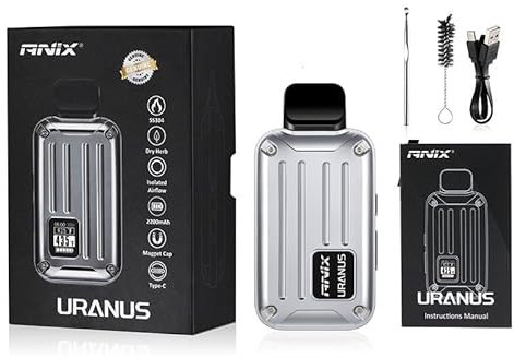 Anix Uranus Vaporizzatore per Erba Secca, Camera di 304SS, Controllo Temperatura 2200mAh Batteria, Bocchino di raffreddamento a vapore Dry Herb Vaporizer Vape Mod Kit (Argento/Silver)