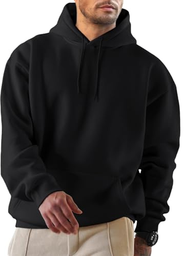 Elegancity Hoodie Herren Fleece Kapuzenpullover mit Kordelzug | Casual Sweatshirt mit Kapuze,Hautfreundlich,Einfarbiges Regular fit Pullover Warm,Kängurutasche,Herbst Winter