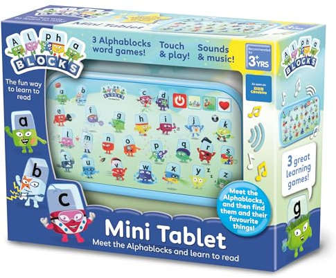 ALPHABLOCKS - Mini Tablet Toy – Fun Way to Learn to Read. Perfect for Interactive Play & Child Development - Master Alphabet and Letter Sounds - 3 Fun Activities, Touchscreen, Sounds - For 3+ Years