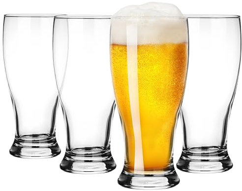 Glasmark KROSNO 1992 Biergläser Set 4 Stück 500 ml Weizenglas Weizenbierglas Pils Bierglas Gläser Für Bier Bierseidel Bierkrug Spülmaschinenfest