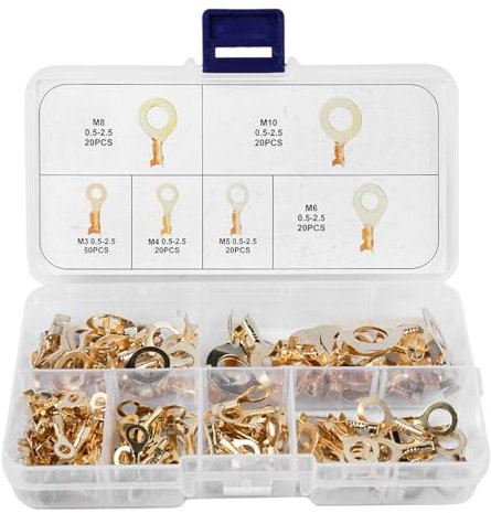 VOANZO 150 Pezzi Rondelle Piatte in Rame M3 M4 M5 M6 M8 M10 – Assortimento di guarnizioni in Ottone per Varie Applicazioni, durevoli e Resistenti alla corrosione