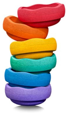 Stapelstein® – Rainbow I Balanciersteine für Kinder I 6 Farbenfrohes Motorikspielzeug – Für drinnen & draußen – Bewegungsspiel – Stapelspiel ab 1 Jahr