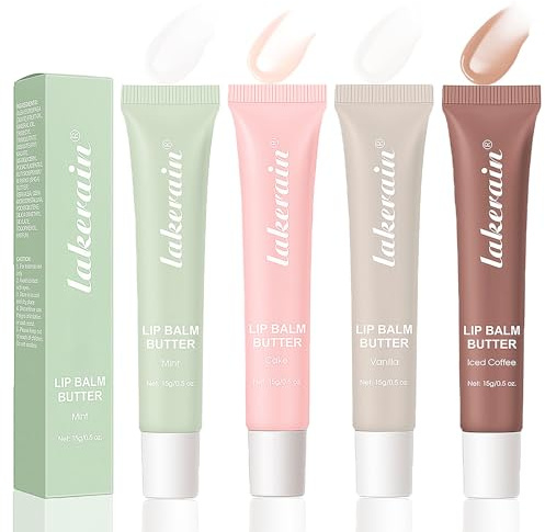 Tinted Lip Balm Butter, 4 Colors Moisturizing Lip Gloss Clear Jelly Yummy Tint Lip Stain, Long Lasting Hydrating Glow Reviver Lip Care Oil, Christmas Makeup Gift for Women