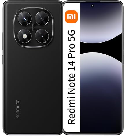 Xiaomi Redmi Note 14 Pro 5G UE 12GB RAM + 256GB ROM Smartphone 6,67 Pulgadas 120Hz 200MP 5110mAh Batería 45W, Negro (con Cargador)