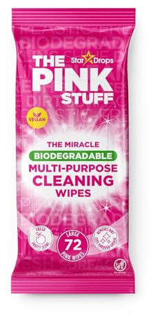 The Pink Stuff Biodegradable Multi-Purpose Cleaning Wipes, 72 Large Wipes, Vegan, Fruity Scent