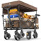KESSER® Bollerwagen Faltbar GTS-9100 mit Dach Handwagen Transportwagen klappbar belastbar bis 150kg mit Hartgummi-Räder & Feststellbremsen Vorne/Hinten Inkl. Schloss, Abdeckung, Wetter & Sichtschutz