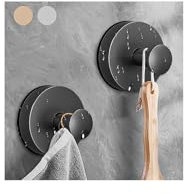 vidonio 2024 New Suction Cup Hooks for Shower,Luxe Hold No-Drill Stainless Waterproof Suction Cup Hooks for Hanging up to 15lbs,Shower Hook for Bathroom,Mounting on Glass Doors-Black,2PCS