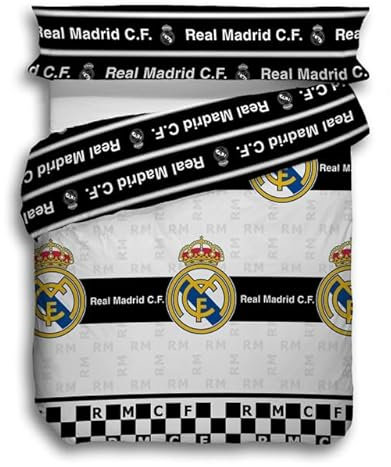 ASDITEX Real Madrid Bettwäsche-Set, 50 % Baumwolle, 50 % Polyester, Motiv: Vereinswappen, für Betten mit einer Breite von 90, 105, 135, 150 cm