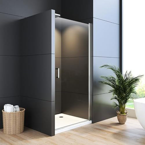 WDWRITTI Nischentür 75cm Pendeltür Duschkabine in Nische, Glas Duschabtrennung Silber Nische Duschtrennwand, Dusche aus 6mm Sicherheitsglas mit Nano beschichtung, Schwingtür Duschwand Höhe 195cm