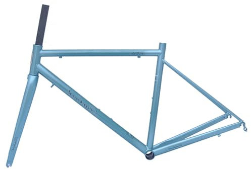 QAZXDRFG Rennrad-Rahmenset, Fahrradrahmen mit Rücktrittbremse, Fahrradrahmenbremse, Schnellspannrahmen, Windbreaker-Rahmen, Steckachsenrahmen, interne Kabelführung (Blau, 56 cm)
