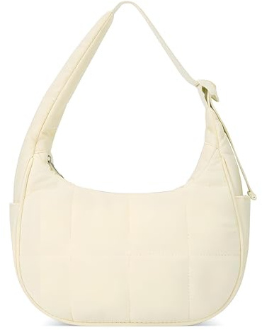 OUAYEMEL Damen-Umhängetasche, Halbmond-Nylon, mehrere Taschen, Umhängetasche, Crossbody-Tasche mit verstellbarem Riemen für Reisen, Einkaufen, Arbeit, täglichen Gebrauch, beige, No