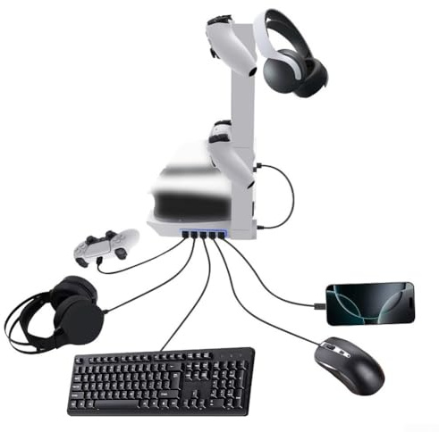 Portaoggetti portatile PS5PRO orizzontale, con 5 porte USB, 25 x 9 x 7,5 cm